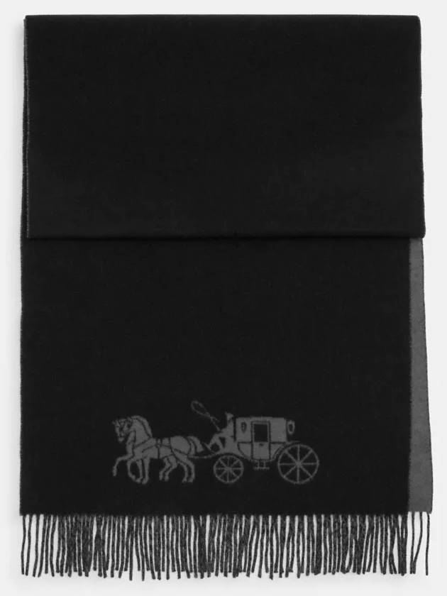 코치 호스 앤 캐리지 더블 페이스 오버사이즈 머플러 BLACK