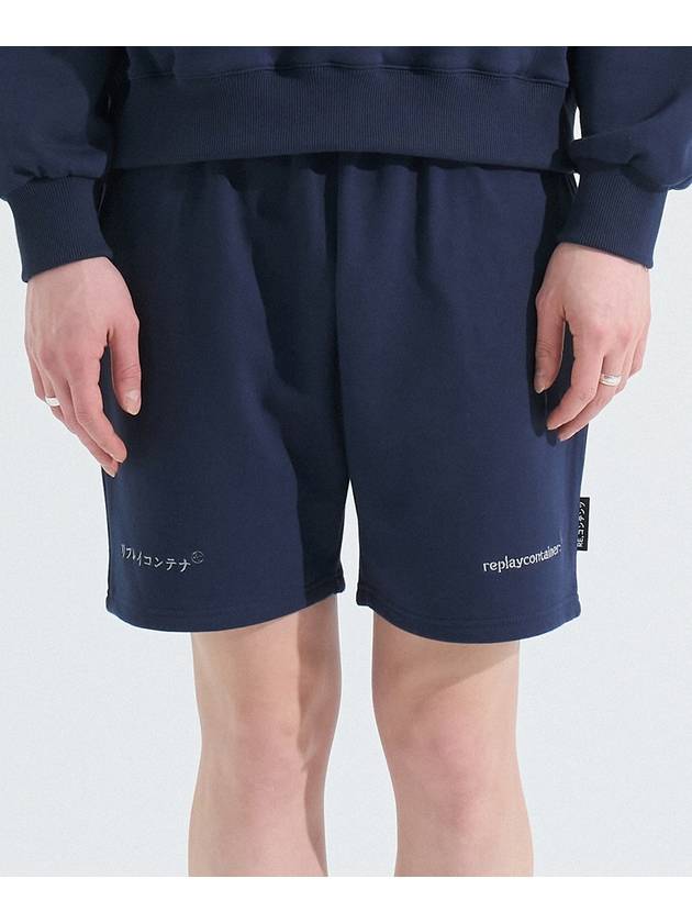 double logo sweat shorts navy