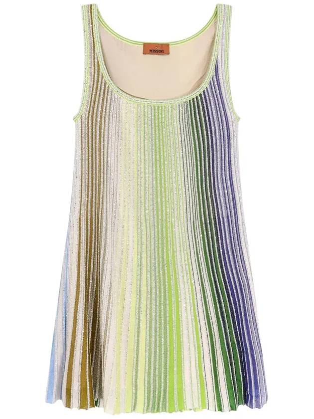 미소니 스팽글 스트라이프 플레어 미니 드레스 DS25SG16BK042D_SM9N9