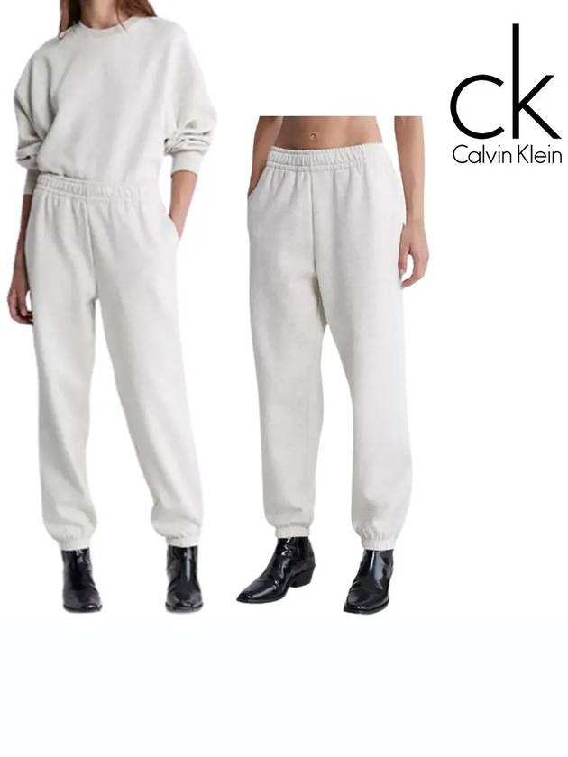 캘빈클라인 바지 여성 아카이브 로고 플리스 조거팬츠 바닐라