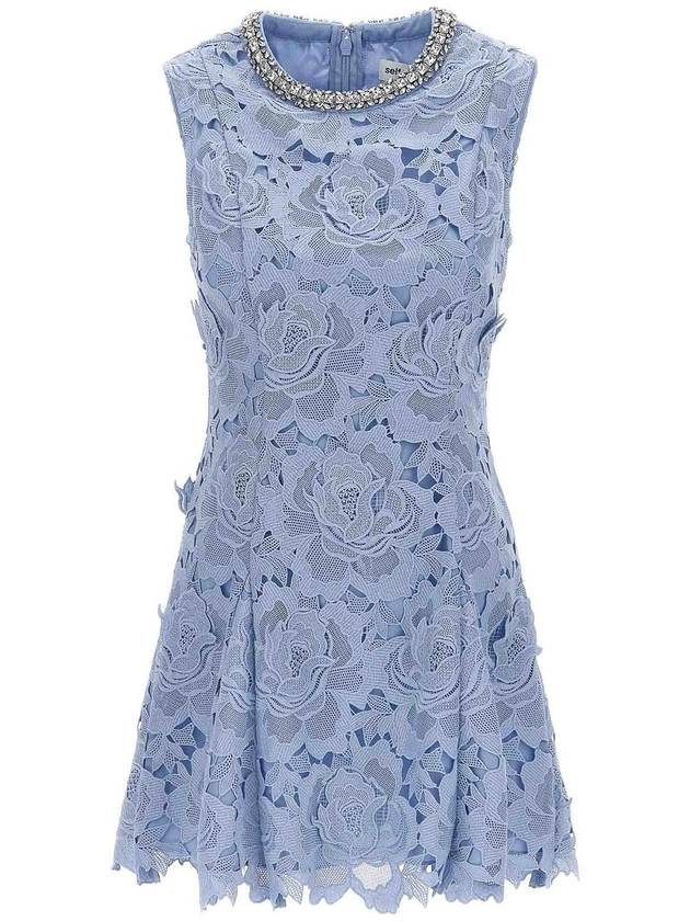 Self Portrait Blue Flower Lace Mini Dress