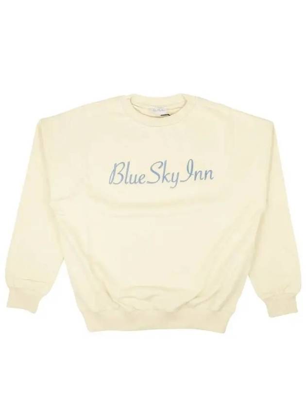 4223769 Blue Sky Inn Cream Embroidered Logo Crewneck Sweater