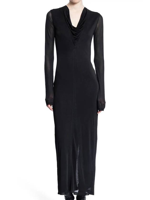 토템 드레이프 V넥 롱슬리브 드레스 244WRD0176FB0266_001