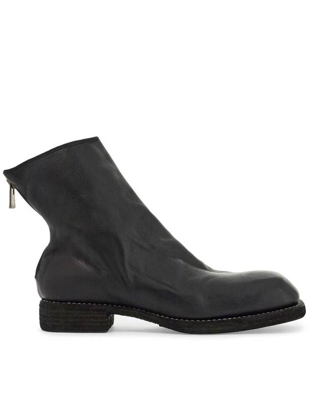 Black Leather Horsehide Mens Boots With Side Zip