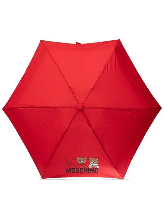 Moschino 테디 베어 프린트 컴팩트 우산 8061SUPERMINIC_RED