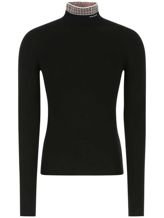 Black stretch cotton blend sweater