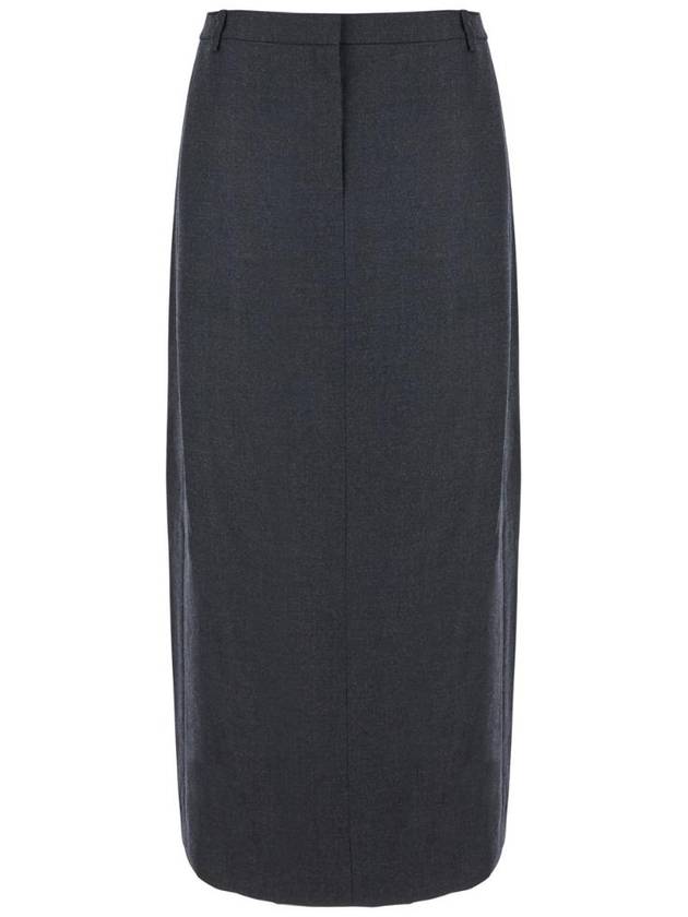 THEORY O0801304A08 Midi Grey Skirt with Slit in Wool Blend Woman