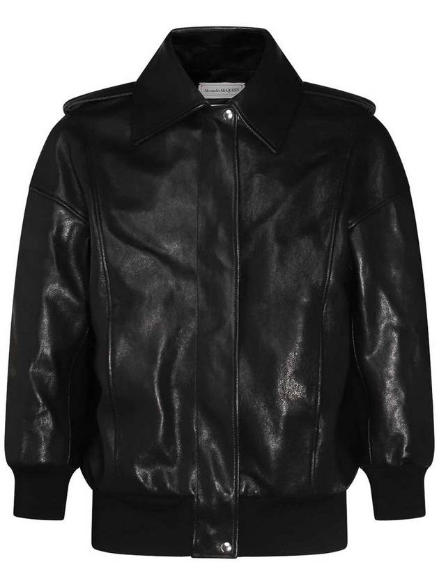 Alexander Mcqueen Black Leather Jacket