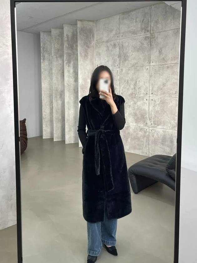 24FW 에르노 여성 페이크 퍼 벨트 베스트 블랙 GC0004