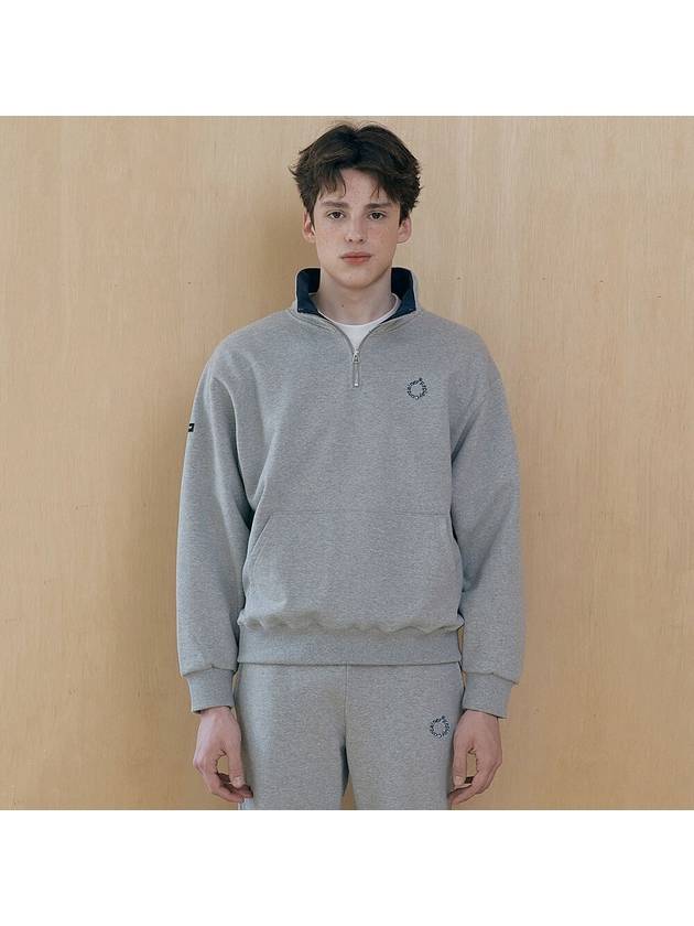 리플레이컨테이너 RC 라운드 로고 콤비 하프 지퍼업 맨투맨 MTM 그레이