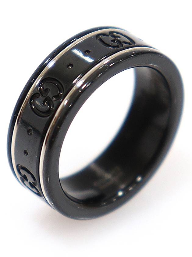 225985 18K 화이트 골드 블랙 코런덤 아이콘 반지 13호