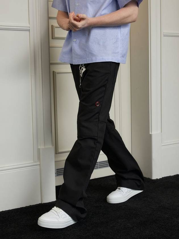 키네토 레이어 컷팅 스트레이트 팬츠 블랙