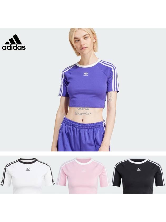 24SS 아디다스 크롭반팔티 3s 스트라이프 베이비티셔츠