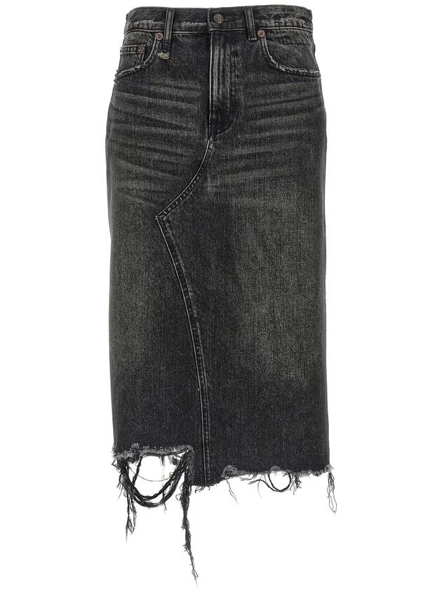 R13 제시 프레이드 스커트 R13WD100D239D_ARVINBLACK