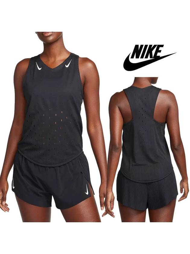 나이키 나시 여성 에어 러닝 싱글렛 탑 티셔츠 블랙