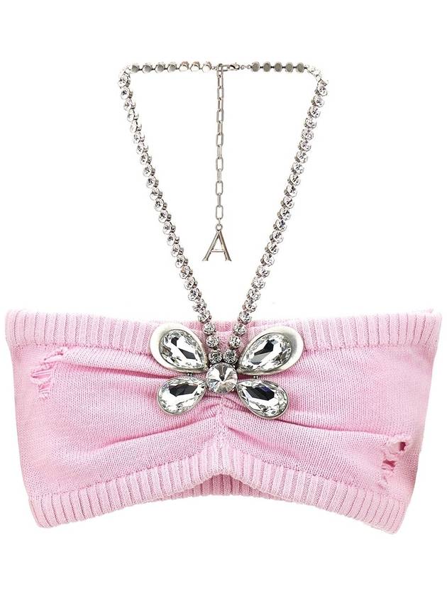 Area - Crystal Butterfly Knit Bandeau Tops
