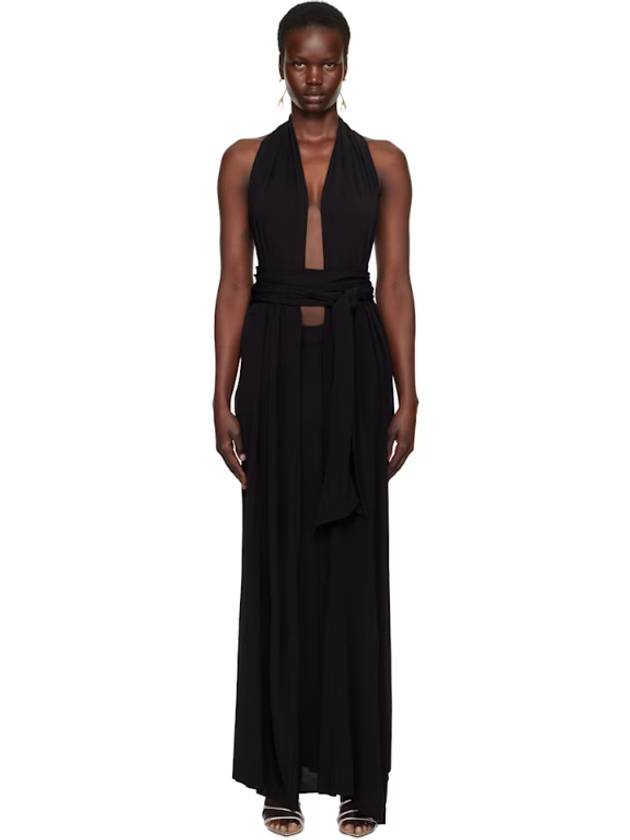 Black Trapeze Maxi Dress 251311F055009