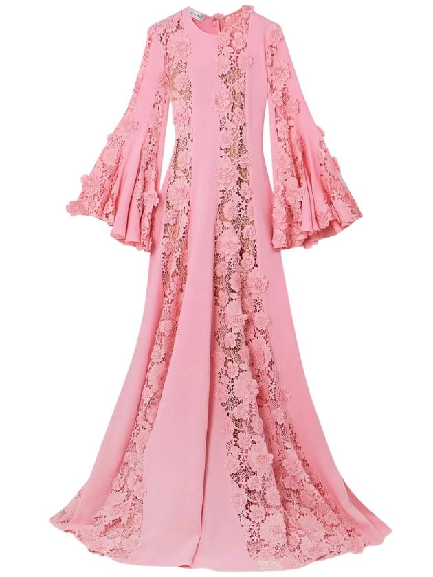 FLARE SLEEVE FLORAL GUIPURE GEORGETTE CAFTAN
