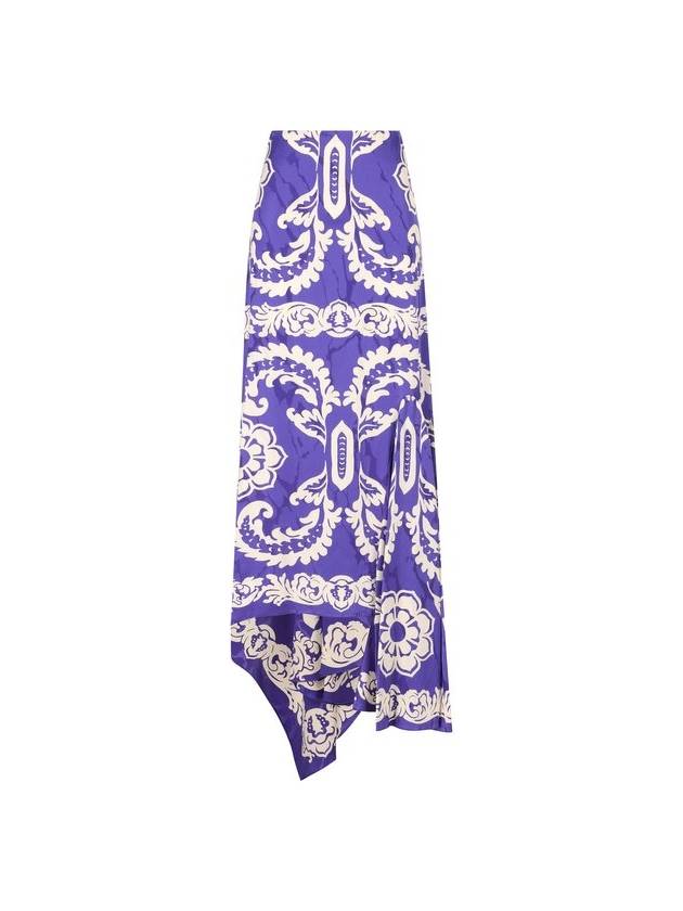 에트로 스텐실 플로럴 프린트 비대칭 스커트