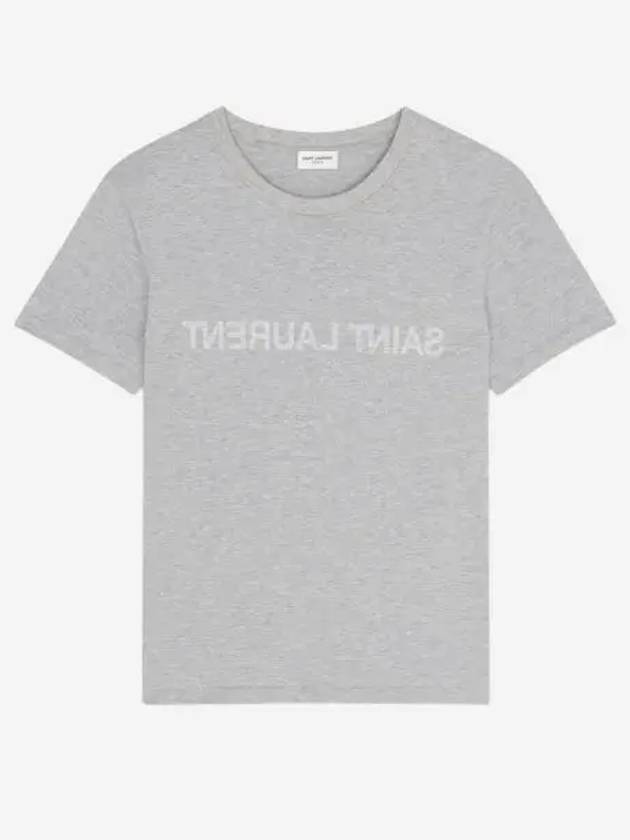 W 생로랑 리버스 티셔츠 그리 신 에 내츄럴 W Saint Laurent Reverse T Shirt Gris Chine Et Naturel