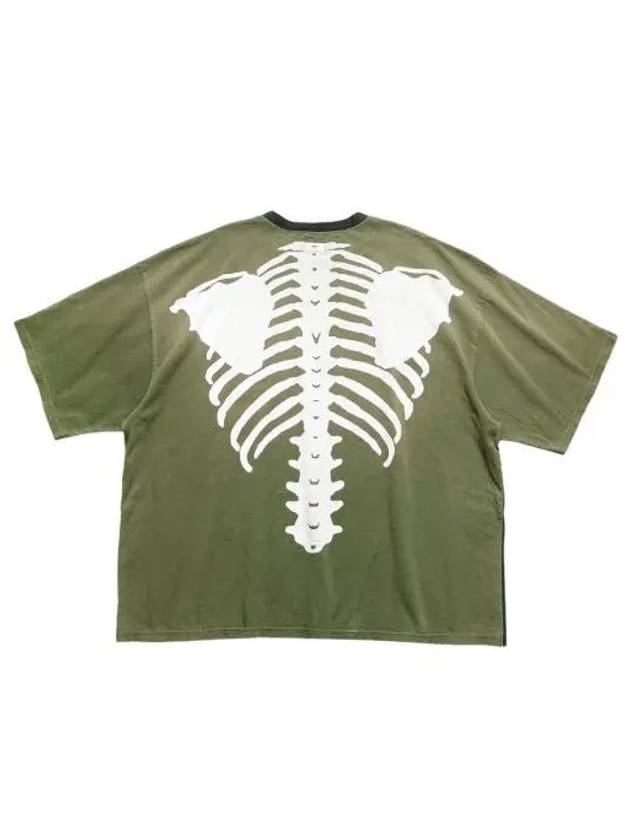 캐피탈 코튼 시팅 투톤 빅 포켓 본 티셔츠 블랙 카키 Kapital Cotton Sheeting Two Tone Big Pocket Bone T Shirt Black Khaki