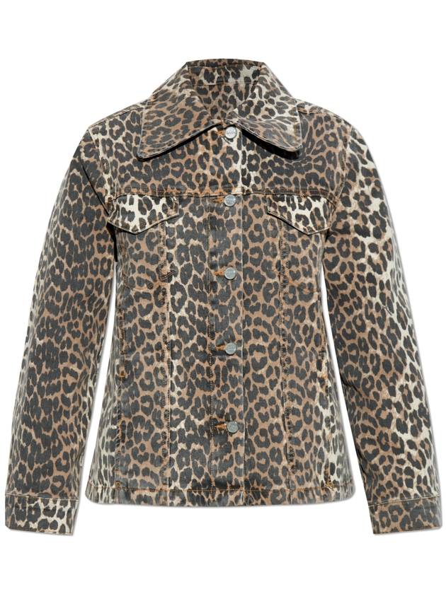 25SS 가니 여성 데님 자켓 Ganni Denim Jacket With Animal Print  Women's  Beige