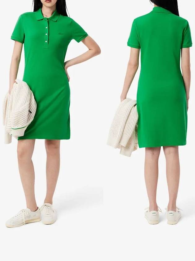 라코스테 원피스 미니 피케 폴로 드레스 그린
