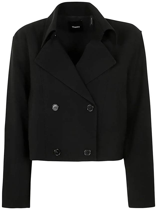 이론 어드미럴 크레이프 더블브레스트 크롭 트렌치 코트 O0709408_001