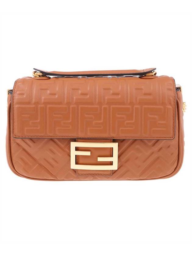 펜디 바게트 미디엄 나파 레더 체인 숄더 백 브라운