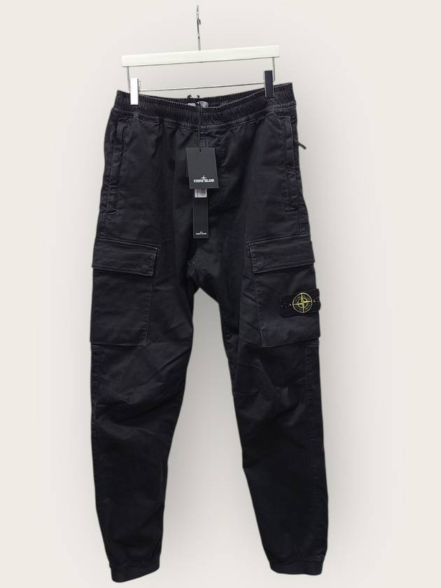 스톤아일랜드 블랙 와펜 올드이펙트 스트레치 트윌 코튼 카고 팬츠 30