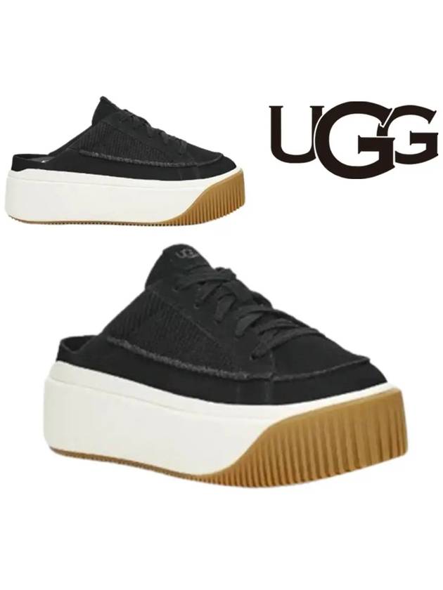 어그 슬리퍼 EZ 니트 패널 플랫폼 뮬 신발 블랙