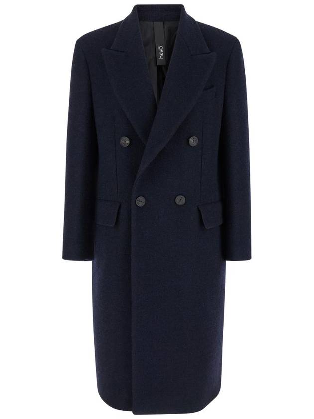 HEVO Blue Double Breasted Coat with Peak Revers in Wool Blend Man MARTINAFRANCAG7573123