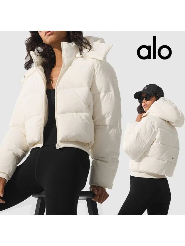 alo 알로요가 패딩 폭시 퍼퍼 탑 후드 자켓 아이보리