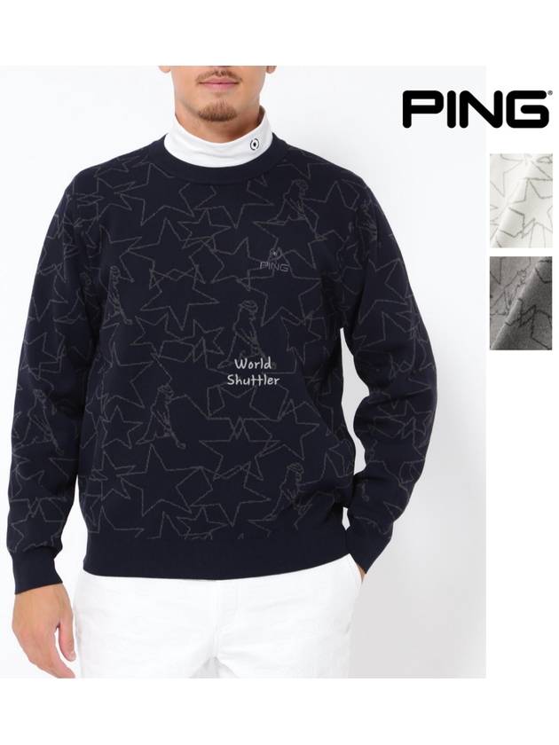 23FW 핑 남성골프웨어 겨울니트티 골프 크루넥 풀오버 패턴 긴팔스웨터