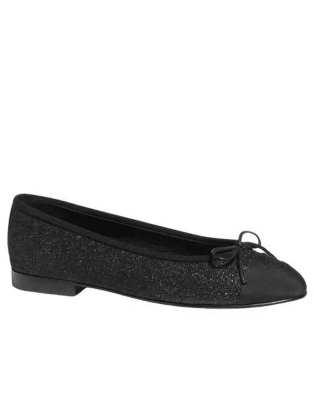 W 샤넬 발레리나 플랫 글리터 그로그랭 & 블랙 W Chanel Ballerina Flat Glitter Grosgrain & Black