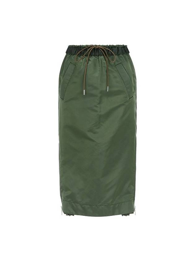 사카이 여성 지퍼 사이드 나일론 트윌 A라인 스커트 카키