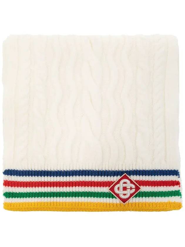 카사블랑카 로고 패치 니트 스카프 AF23ACC069010_WHITE