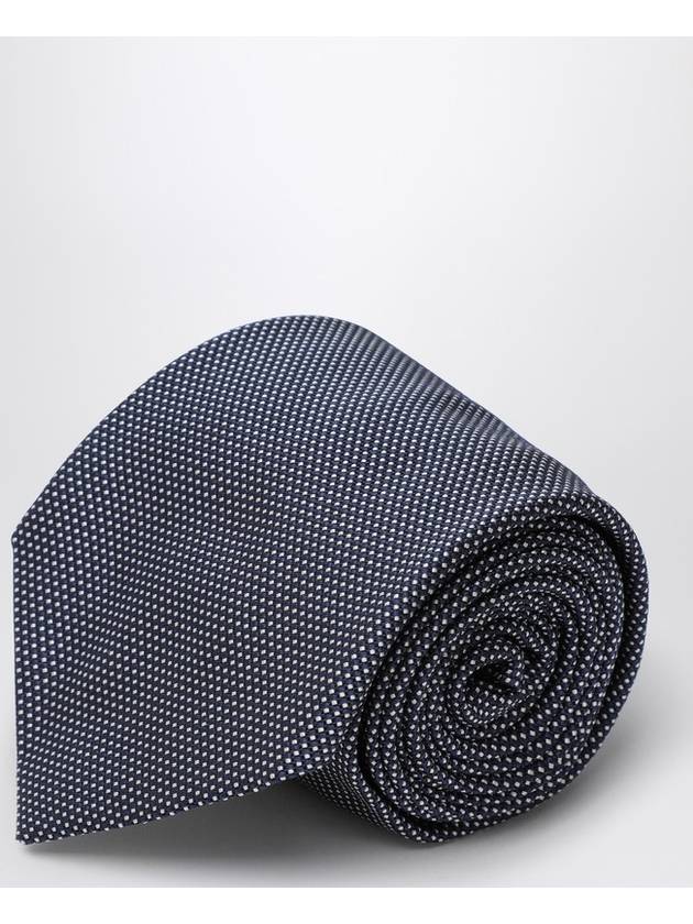 Destin Blue/white silk small polka dot tie