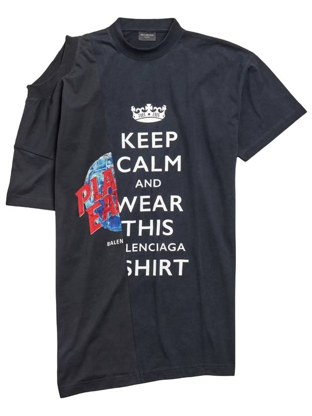 발렌시아가 여성 50 50 반팔 티셔츠 워시드 블랙