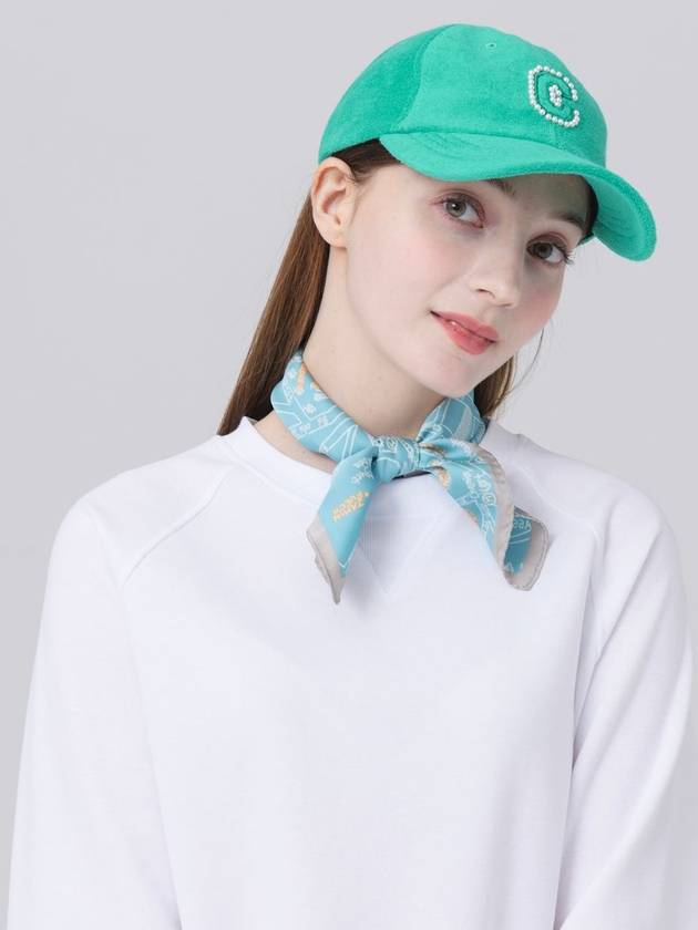 24SS 두유노유엠씨 여성 와펜 패치 심볼 로고 진주 찡 면 테리 오션 그린 볼 캡 DO9242AC927 1