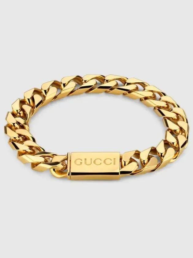 구찌 체인 팔찌 스크립트 태그 옐로우 골드 톤 금속 796566I46008005