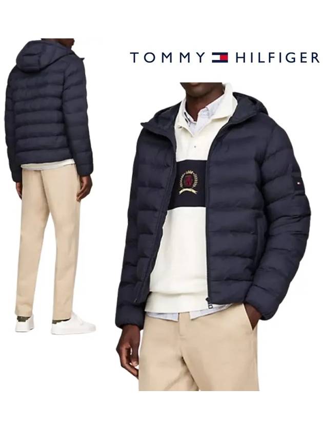 타미힐피거 패딩 워터 레펠 탑 후드 자켓 네이비