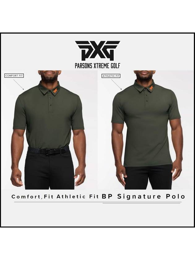 PXG 반팔 남성 컴포트 핏 에슬레틱 핏 BP 시그니처 폴로 카키 23fw