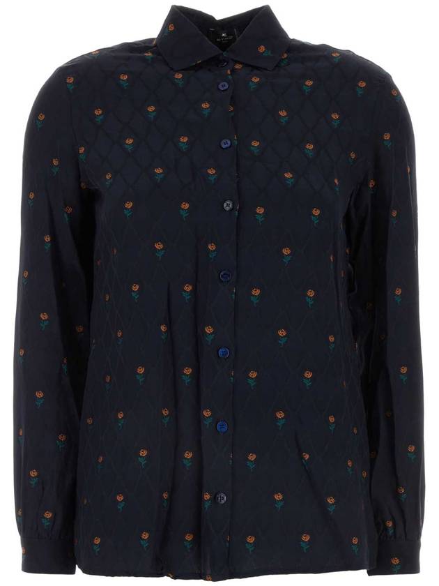 24FW Etro 미드나이트 블루 satin 셔츠 WRIA001999TJA46 B0065