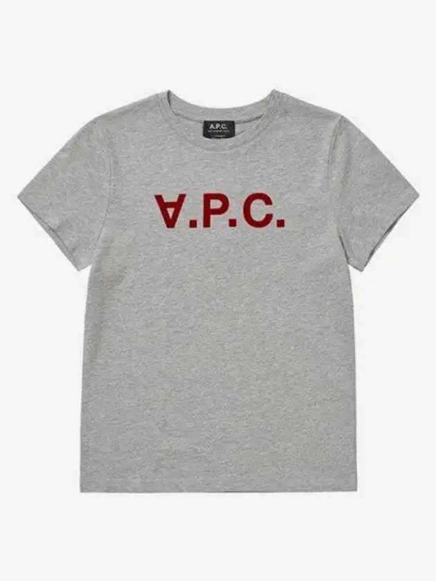 W 아페쎄 VPC 벨벳 티셔츠 라이트 헤더 그레이 레드 W A.P.C. VPC Velvet T Shirt Light Heather Grey Red