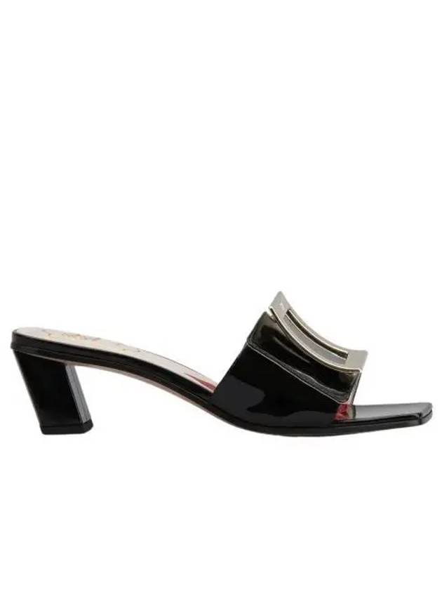 W 로저 비비에 러브 메탈 버클 뮬 페이턴트 레더 블랙 W Roger Vivier Love Metal Buckle Mules in Patent Leather Black
