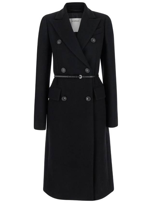 SPORTMAX 'Ghia' Black Double Breasted Coat with Peak Revers in Wool and Cashmere Woman 2422016022600003