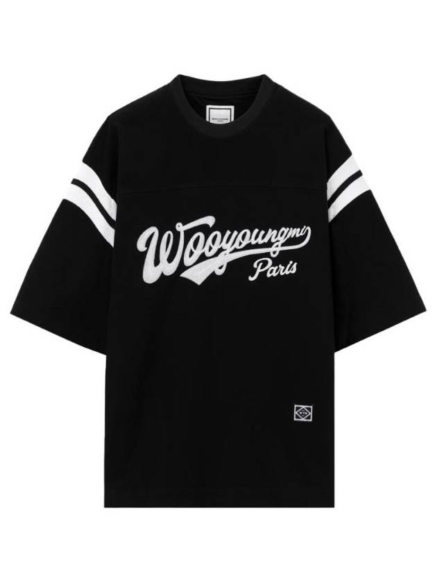 우영미 로고 자수 티셔츠 블랙   25SS W251TS43733B