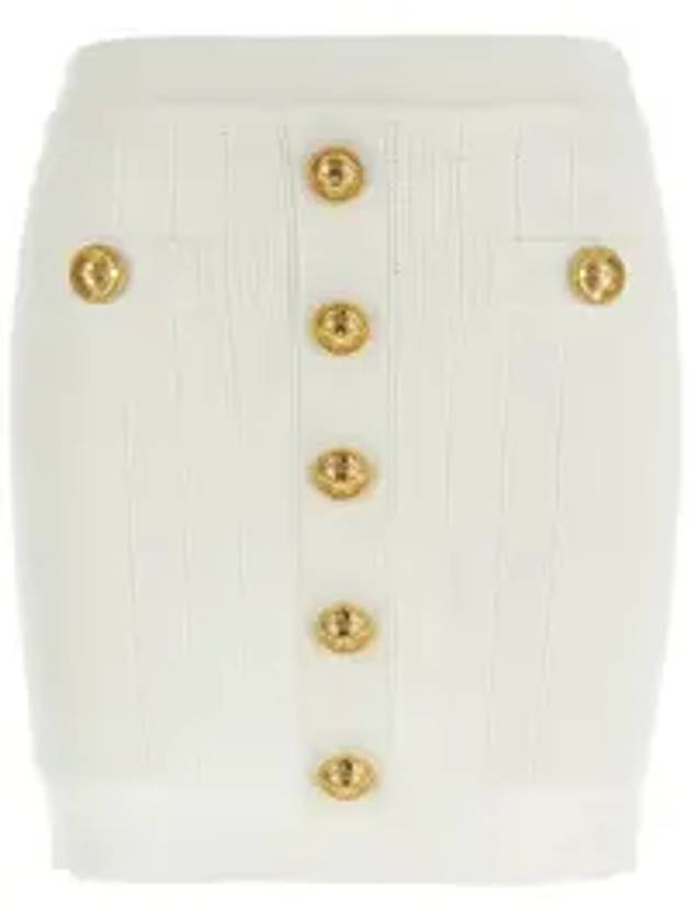 발망 버튼 H라인 스커트 화이트