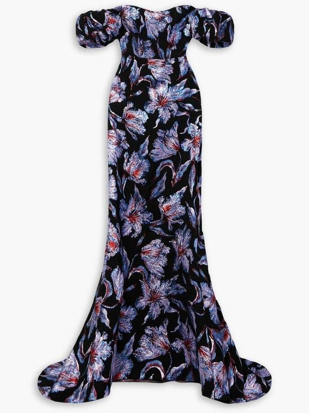 NB07 MARKARIAN 여성 원피스 Astaire off the shoulder metallic brocade gown